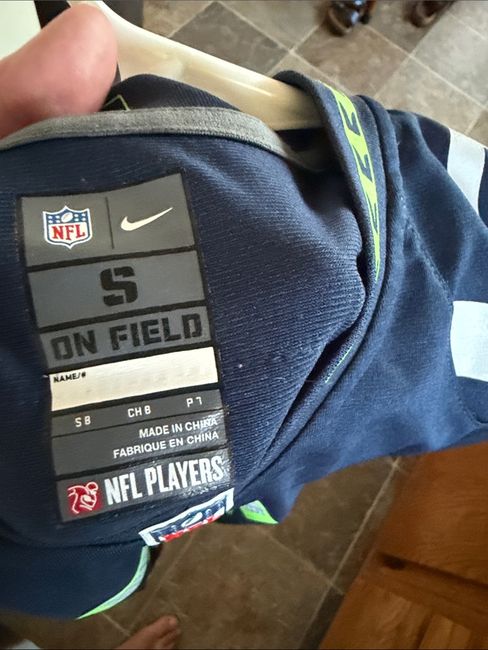 Nike Navy and Neon Green NFL On Field Jersey - S